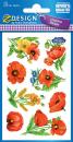 flowers stickers poppies 24 stickers